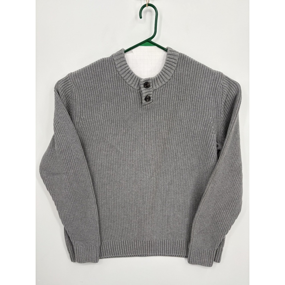 Duluth Trading Co Sweater Mens XXL Gray Burly Retirement Henley Textured Heavy